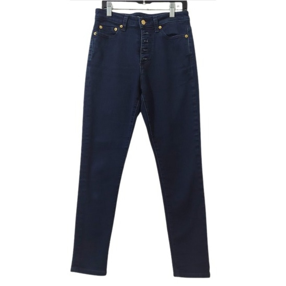 Michael Kors Women Dark Wash High Rise Button Fly Skinny Jeans Size 4